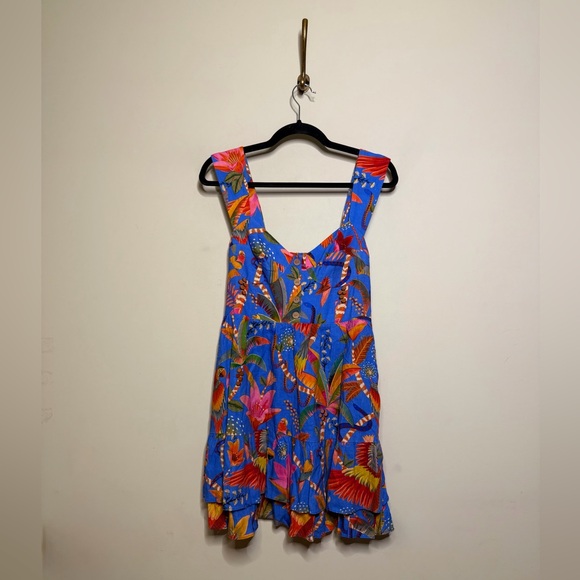 FARM Rio Macaw Party Tiered Linen Blend Fit & Flare Mini Dress - Picture 5 of 8
